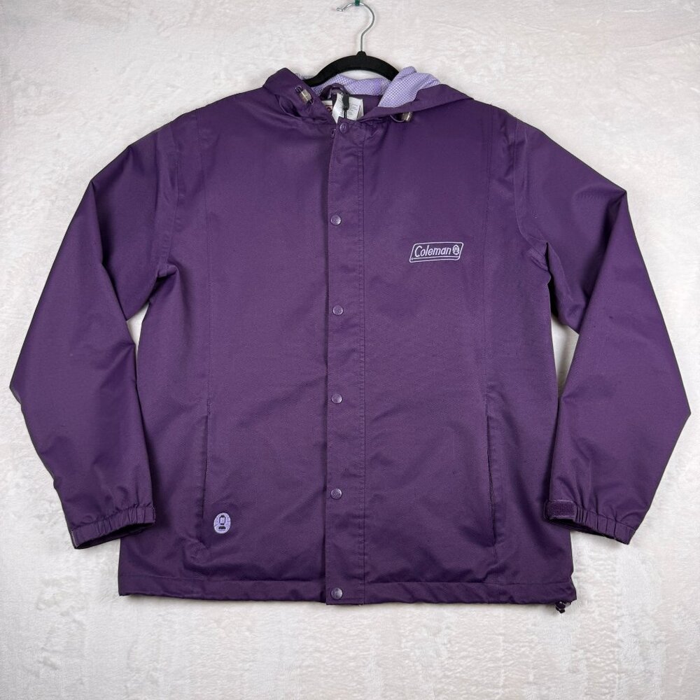 Coleman Hooded‎ Jacket Purple Outdoor Shell Medium Hiking Camping Utility